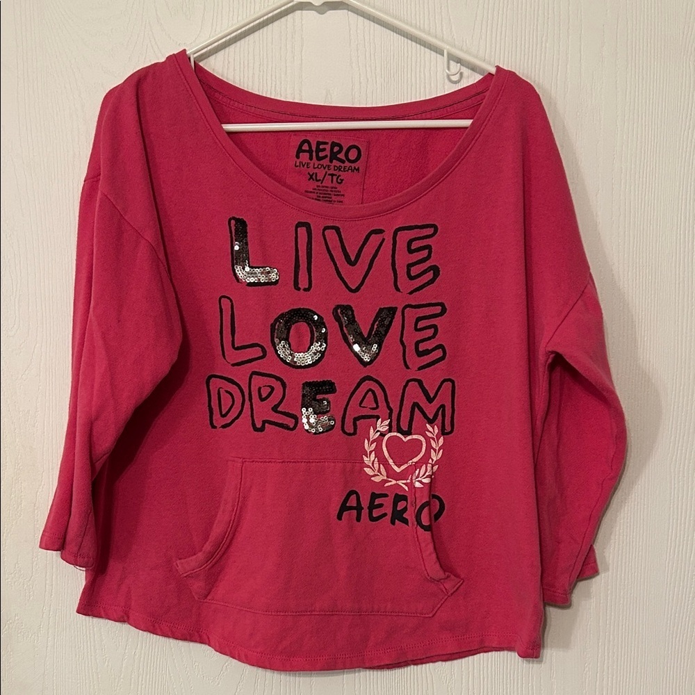 Aeropostale Pink 'Live Love Dream' Sweatshirt